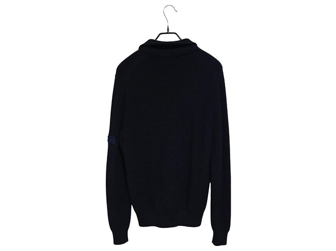 Dior Logo Patch Half-Zip Knit Blue - view 2