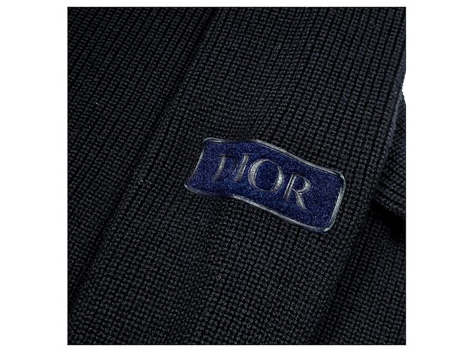 Dior Logo Patch Half-Zip Knit Blue - view 3