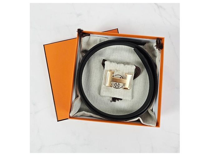 Hermès Reversible Leather Belt with Rose Gold Buckle Pink - view 12