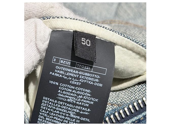 Tom Ford Giacca bomber in denim blu con shearling - vista 7