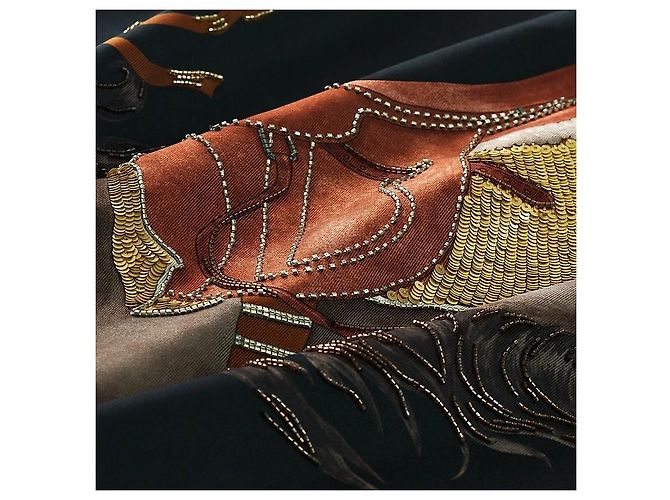 Hermès Sciarpa quadrata in seta da donna Grand Galop con ricami in perline di vetro Multicolore - vista 5
