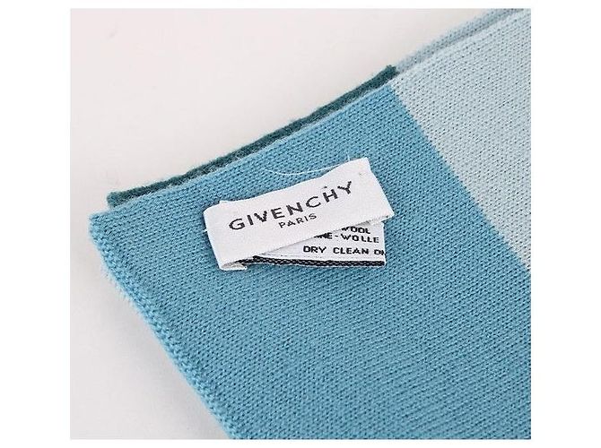 Givenchy Bufanda de lana azul cielo con patrón de logotipo - vista 2