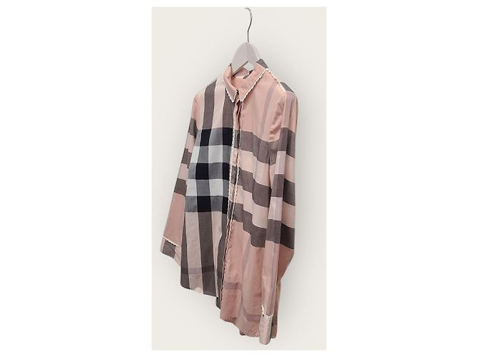 Burberry Camicia a quadri in cotone e pizzo rosa Indie - vista 2