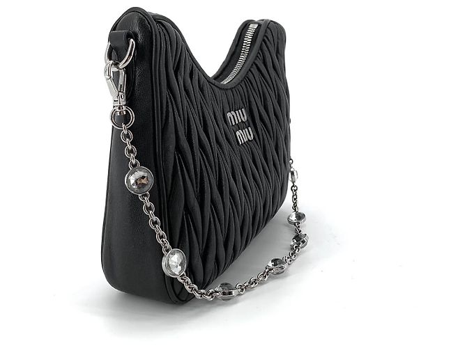 Miu Miu Borsa a Spalla Hobo con Catena in Nappa e Cristalli Crossbody Rosso - vista 6