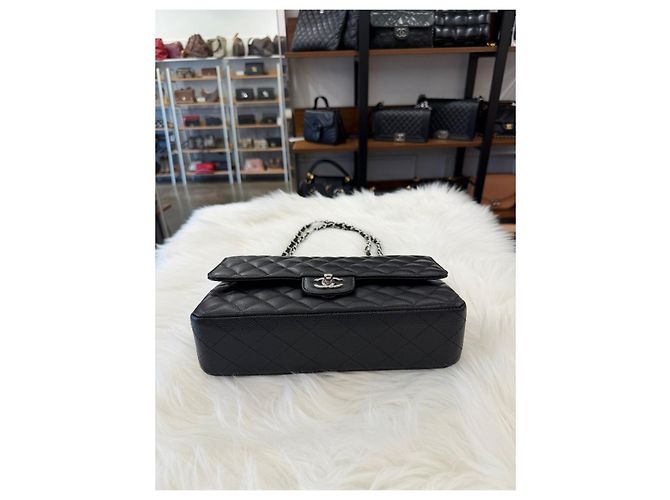 Chanel Classic Caviar Medium con Hardware Argentato Argento - vista 9