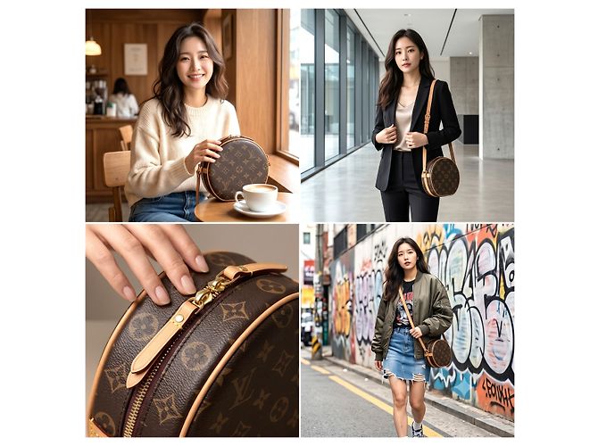 Louis Vuitton Borsa a tracolla rotonda Small Monogram Boîte Chapeau Souple Brown - vista 8