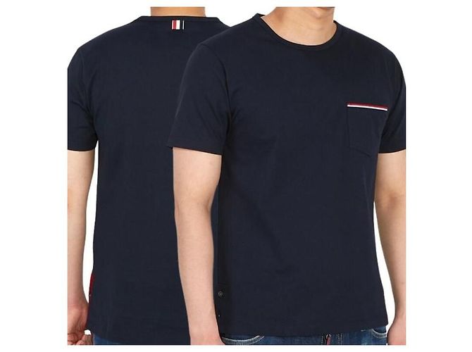 Thom Browne Kurzärmeliges T-Shirt aus mittelschwerem Jersey-Baumwollstoff mit Taschenbesatz Schwarz - Ansicht 2