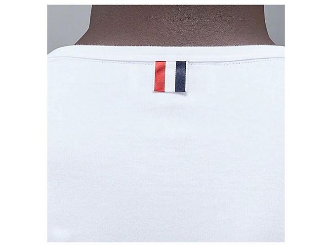 Thom Browne Camiseta de jersey de algodón de peso medio con bolsillo RWB Plata - vista 10