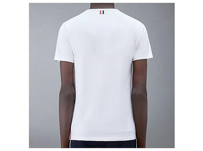 Thom Browne Camiseta de jersey de algodón de peso medio con bolsillo RWB Plata - vista 8