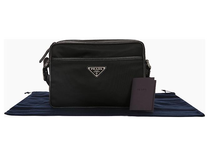 Prada Borsa a tracolla quadrata in Re-Nylon Saffiano Nero - vista 11