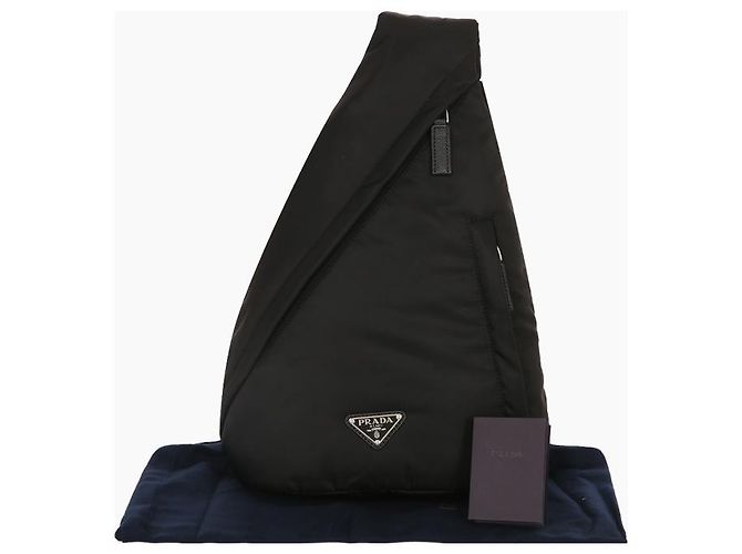 Saffiano Prada Zaino in nylon e pelle nero - vista 10