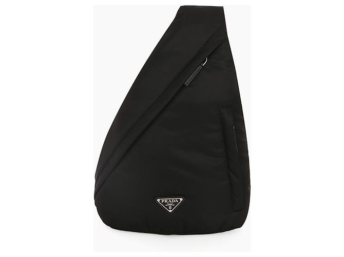Saffiano Prada Zaino in nylon e pelle nero - vista 2