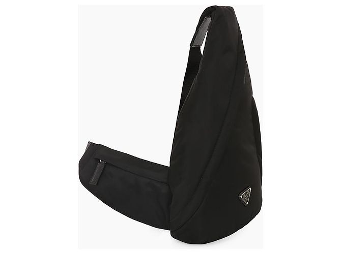 Saffiano Prada Zaino in nylon e pelle nero - vista 3