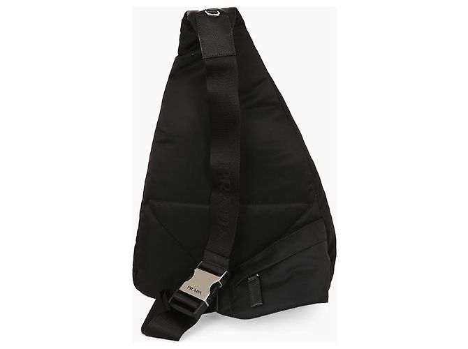 Saffiano Prada Zaino in nylon e pelle nero - vista 4