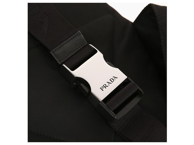 Saffiano Prada Zaino in nylon e pelle nero - vista 8