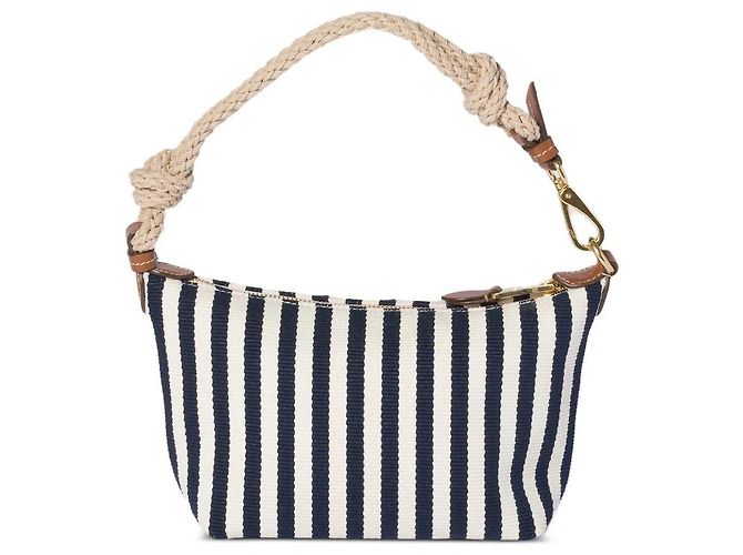 Miu Miu Pochette in cotone e pelle Blue Cognac - vista 2