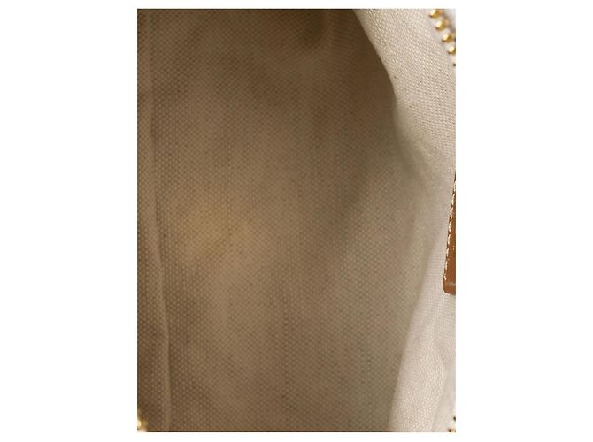Miu Miu Pochette in cotone e pelle Blue Cognac - vista 4