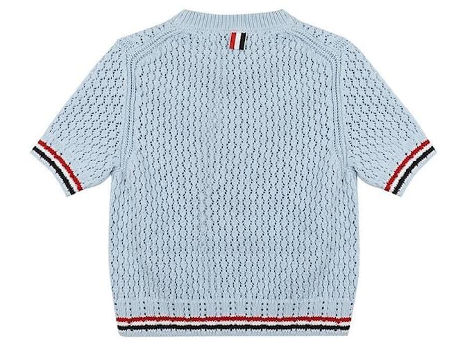 Thom Browne Strick-T-Shirt Hector Pointel Blau - Ansicht 4