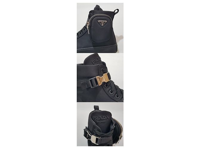 Prada Sneakers alte con tasca in nylon da donna Black Nero - vista 6