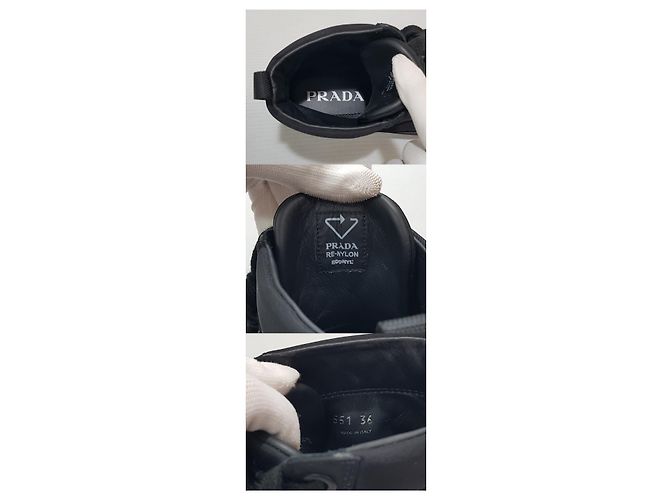 Prada Sneakers alte con tasca in nylon da donna Black Nero - vista 9