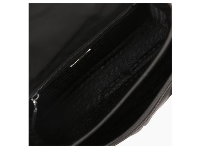 Prada Bolsa de ombro nylon e couro Saffiano com fivela Preto - vista 10