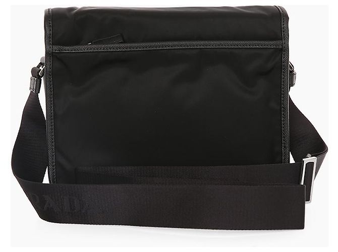 Prada Bolsa de ombro nylon e couro Saffiano com fivela Preto - vista 4