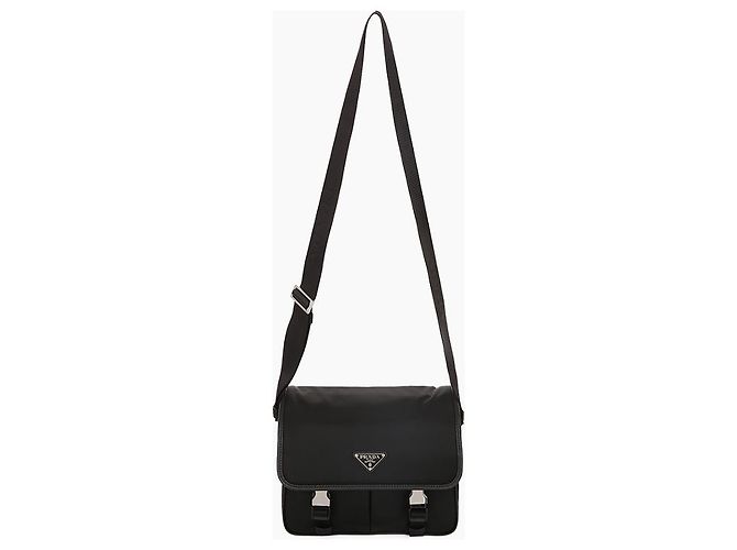 Prada Bolsa de ombro nylon e couro Saffiano com fivela Preto - vista 6