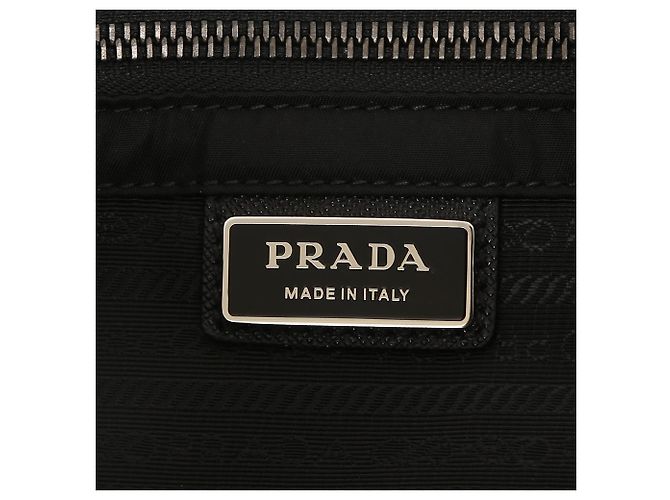 Prada Bolsa de ombro nylon e couro Saffiano com fivela Preto - vista 9