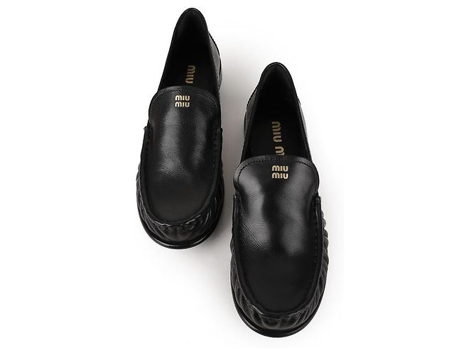 Miu Miu Mocassini in pelle di bufalo Nero - vista 4