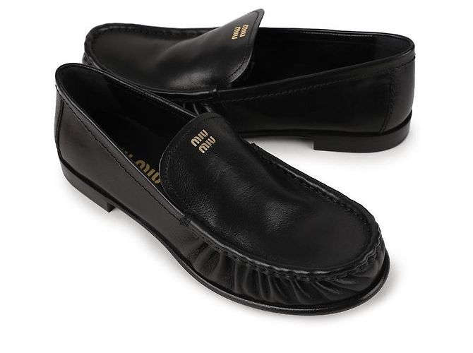 Miu Miu Mocassini in pelle di bufalo Nero - vista 5