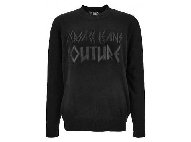 Versace Pull en maille mélange cachemire avec logo Noir - vue 4