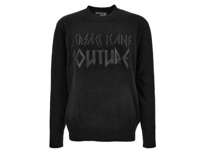 Versace Pull en maille mélange cachemire avec logo Noir - vue 5