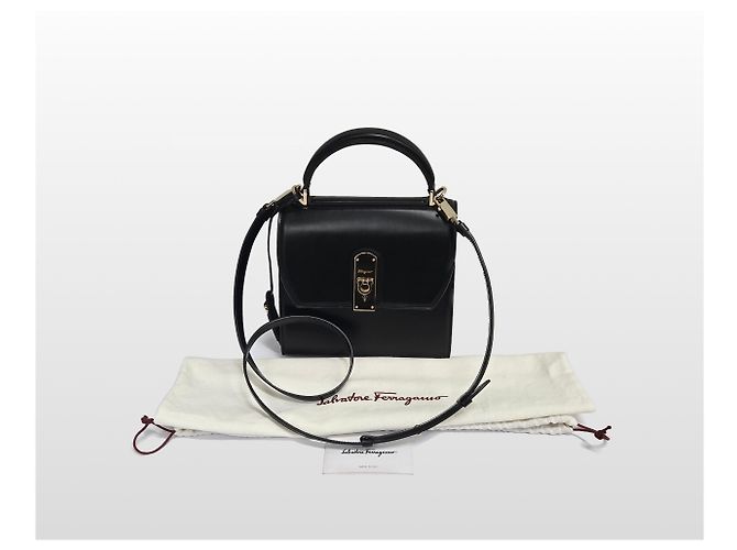 Salvatore Ferragamo Piccola borsa a mano e a tracolla Gancini Boxyz Nero - vista 17