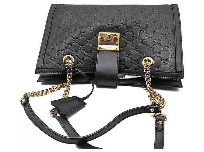 Borsa a tracolla Gucci Shima Line Supreme Padlock Nero - vista 6