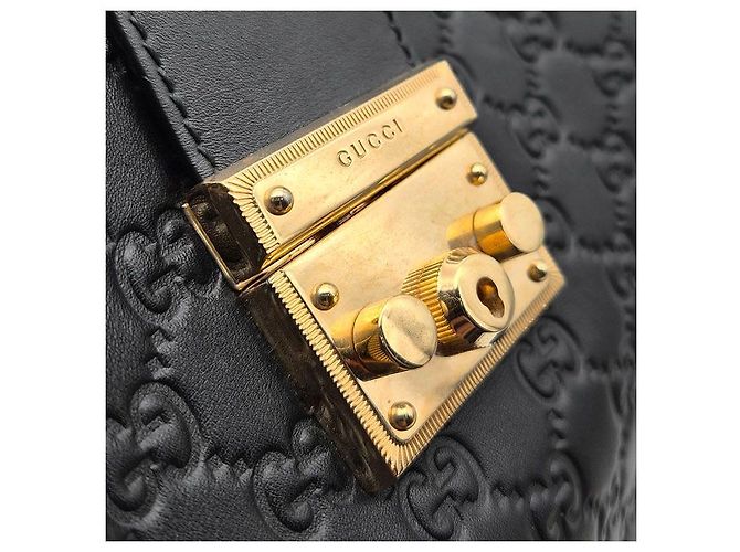 Borsa a tracolla Gucci Shima Line Supreme Padlock Nero - vista 8