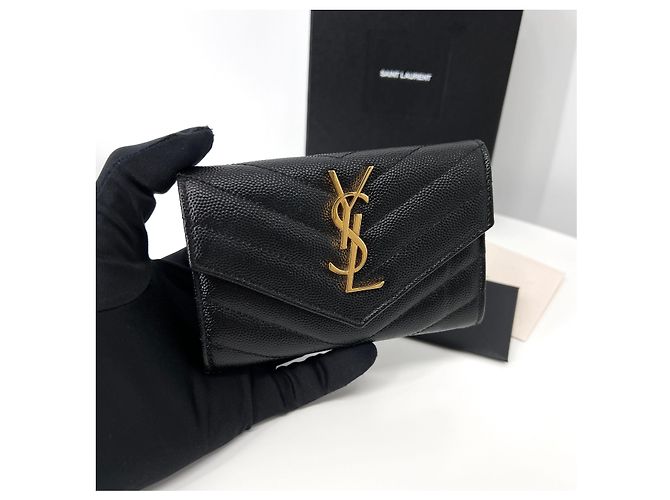Saint Laurent Cartera de tarjetas sobre para mujer negra Negro - vista 2