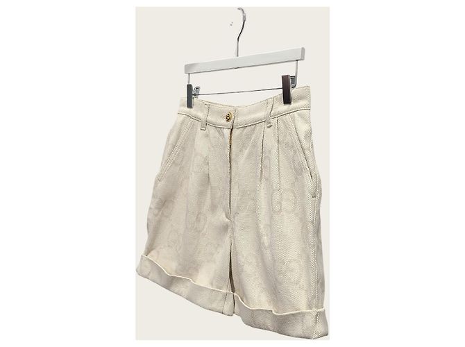 Gucci Pantaloncini in cotone GG Maxi Avorio Bianco - vista 2