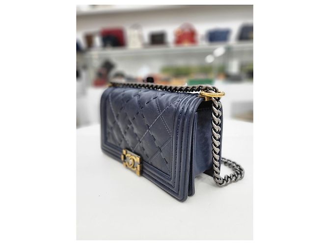 Chanel Boy Bag Vintage Navy Small Shoulder Bag Blu - vista 12