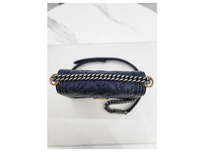 Chanel Boy Bag Vintage Navy Small Shoulder Bag Blu - vista 3