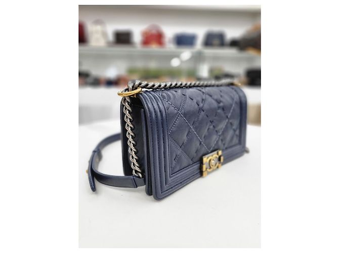 Chanel Boy Bag Vintage Navy Small Shoulder Bag Blu - vista 5
