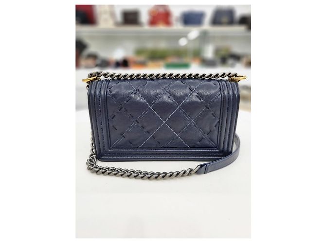 Chanel Boy Bag Vintage Navy Small Shoulder Bag Blu - vista 6