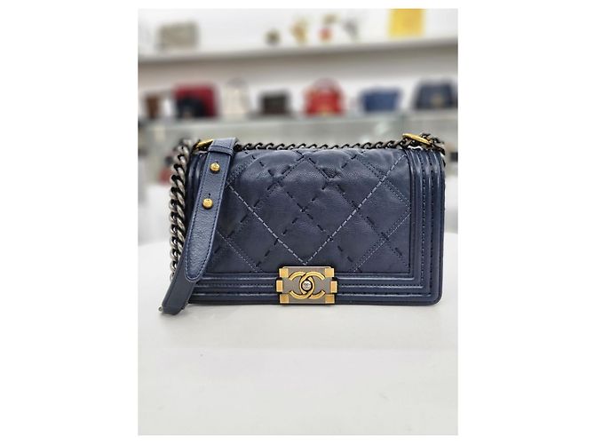 Chanel Boy Bag Vintage Navy Small Shoulder Bag Blu - vista 9