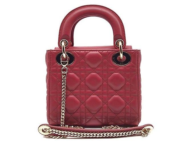Mini borsa Lady Dior in cannage Christian Rosso - vista 3