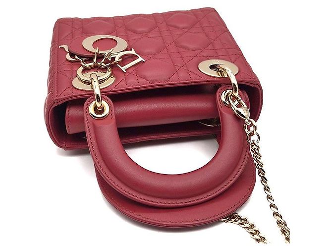 Mini borsa Lady Dior in cannage Christian Rosso - vista 6