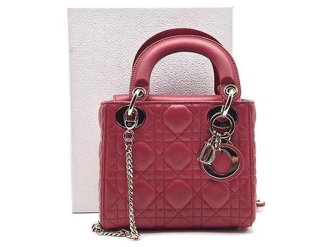 Mini borsa Lady Dior in cannage Christian Rosso - vista 8