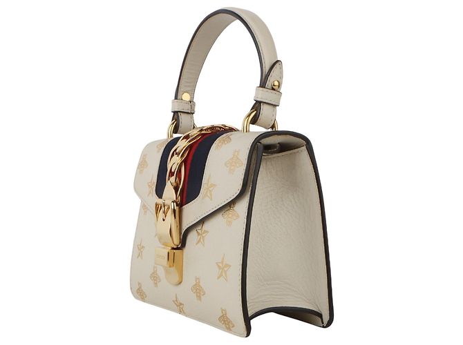 Borsa a tracolla Gucci Bee Star Mini Sylvie Bianco - vista 2