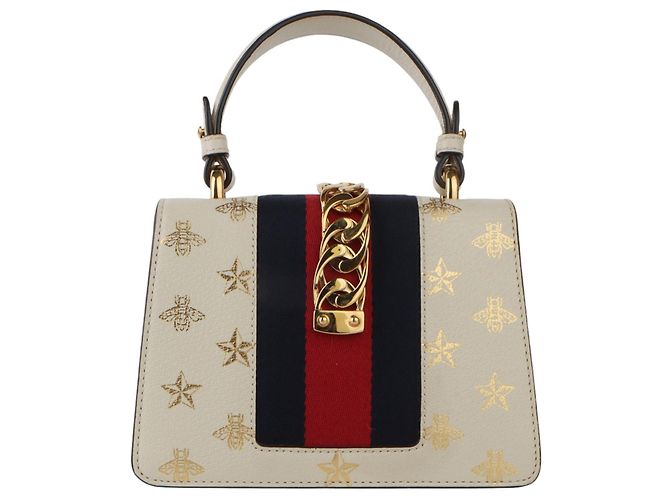 Borsa a tracolla Gucci Bee Star Mini Sylvie Bianco - vista 3