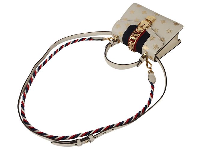 Borsa a tracolla Gucci Bee Star Mini Sylvie Bianco - vista 4
