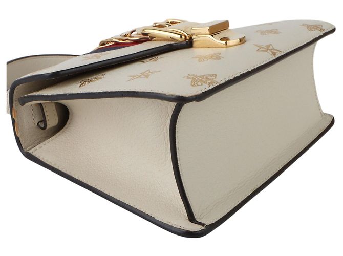 Borsa a tracolla Gucci Bee Star Mini Sylvie Bianco - vista 5