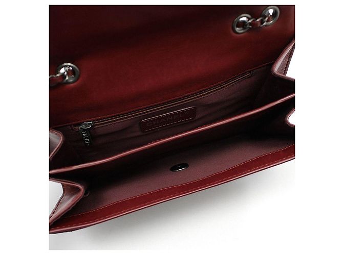 Chanel Borsa a tracolla e crossbody Classic Logo in agnello rosso ruthenium - vista 11